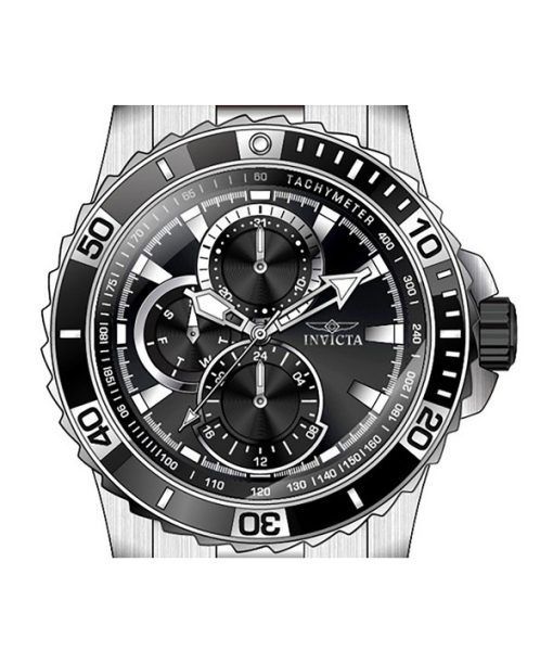 Invicta Pro Diver Scuba GMT Edelstahl schwarzes Zifferblatt Quarz 45745 100M Herrenuhr