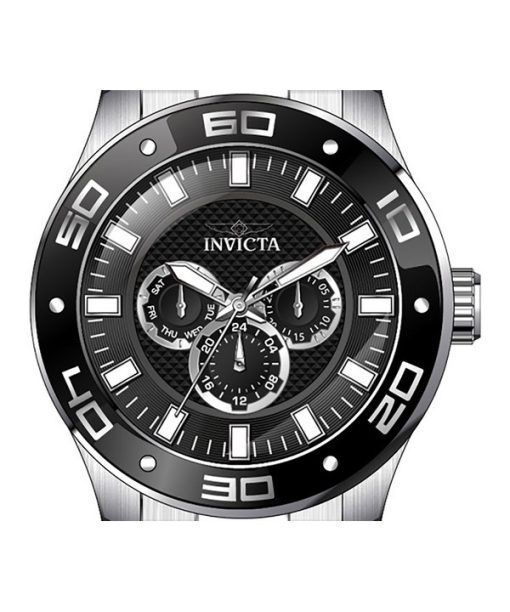 Invicta Pro Diver Scuba GMT Edelstahl schwarzes Zifferblatt Quarz 45756 100M Herrenuhr