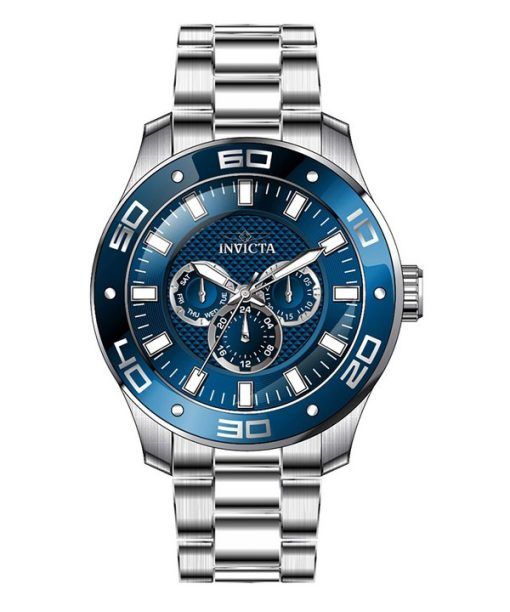 Invicta Pro Diver Scuba GMT Edelstahl blaues Zifferblatt Quarz 45757 100M Herrenuhr