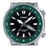 Casio Standard Analog Edelstahl schwarzes Zifferblatt Quarz MTD-130D-1A3V 100M Herrenuhr