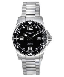 Longines HydroConquest Automatik-Taucheruhr L3.741.4.56.6 300M aus Edelstahl mit schwarzem Zifferblatt