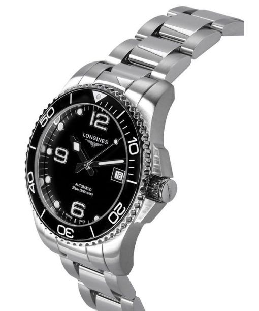 Longines HydroConquest Automatik-Taucheruhr L3.741.4.56.6 300M aus Edelstahl mit schwarzem Zifferblatt