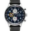 AVI-8 Hawker Hurricane Classic Chronograph Mitternachtsschwarzes Lederarmband Blaues Zifferblatt Quarz AV-4011-0I Herrenuhr