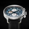 AVI-8 Hawker Hurricane Classic Chronograph Mitternachtsschwarzes Lederarmband Blaues Zifferblatt Quarz AV-4011-0I Herrenuhr