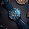 AVI-8 Hawker Hurricane Classic Chronograph Regent blaues Lederarmband blaues Zifferblatt Quarz AV-4011-0Q Herrenuhr