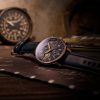 AVI-8 Hawker Hurricane Classic Chronograph Regent blaues Lederarmband blaues Zifferblatt Quarz AV-4011-0Q Herrenuhr