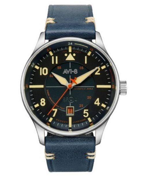 AVI-8 Hawker Hurricane Kent Automatik Sussex Lederarmband blaues Zifferblatt Automatik AV-4094-02 Herrenuhr