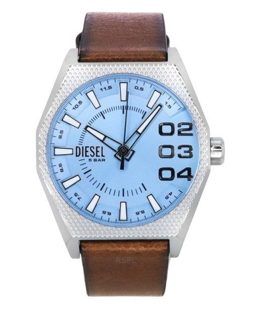 Diesel Scraper Lederarmband blaues Zifferblatt Quarz DZ2174 Herrenuhr