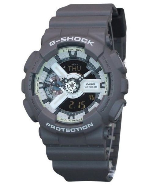 Casio G-Shock Hidden Glow Series Analog-Digital-Harzarmband graues Zifferblatt Quarz GA-110HD-8A 200M Herrenuhr