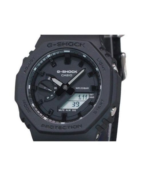 Casio G-Shock Analog Digital Eco Stoffarmband schwarzes Zifferblatt Quarz GA-2100BCE-1A 200M Herrenuhr