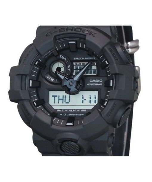 Casio G-Shock Analog Digital Eco Stoffarmband schwarzes Zifferblatt Quarz GA-700BCE-1A 200M Herrenuhr