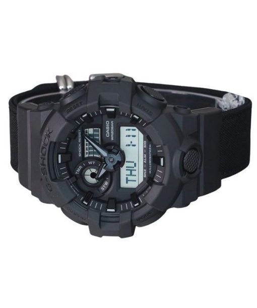 Casio G-Shock Analog Digital Eco Stoffarmband schwarzes Zifferblatt Quarz GA-700BCE-1A 200M Herrenuhr