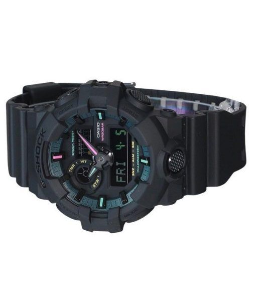 Casio G-Shock Analog Digital Multi Fluorescent Accents Series Harzarmband Schwarzes Zifferblatt Quarz GA-700MF-1A 200M Herrenuhr