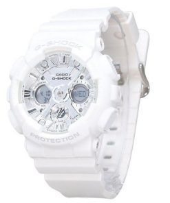 Casio G-Shock Analog-Digital-Armband aus biobasiertem weißem Harz, silbernes Zifferblatt, Quarz GMA-S120VA-7A 200M Damenuhr