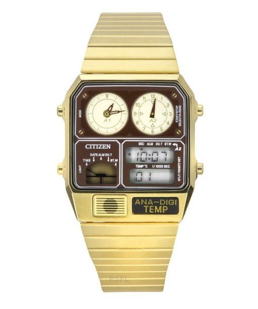 Citizen Reproduktionsmodell Analog Digital Chronograph Goldfarben Edelstahl Braunes Zifferblatt Quarz JG2103-72X Herrenuhr