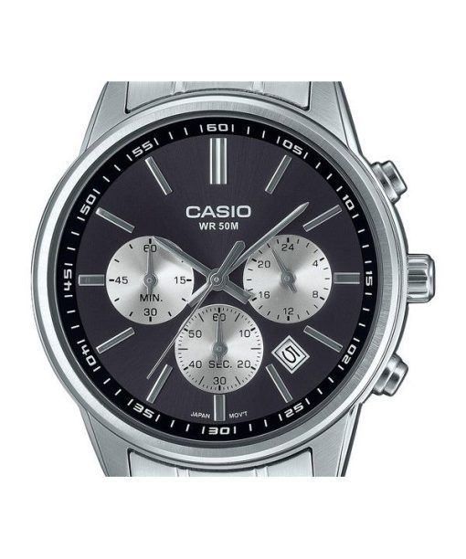 Casio Standard Analog Chronograph Edelstahl Graues Zifferblatt Quarz MTP-E515D-1AV Herrenuhr