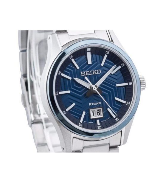 Seiko Sports Edelstahl blaues Zifferblatt Quarz SUR559P1 100M Herrenuhr