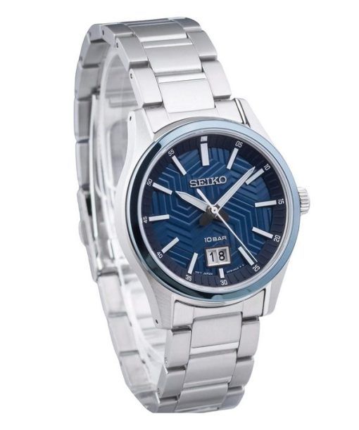 Seiko Sports Edelstahl blaues Zifferblatt Quarz SUR559P1 100M Herrenuhr