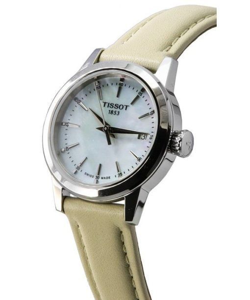 Tissot T-Classic Dream Lady Lederarmband silbernes Zifferblatt Quarz T129.210.16.111.00 T1292101611100 Damenuhr