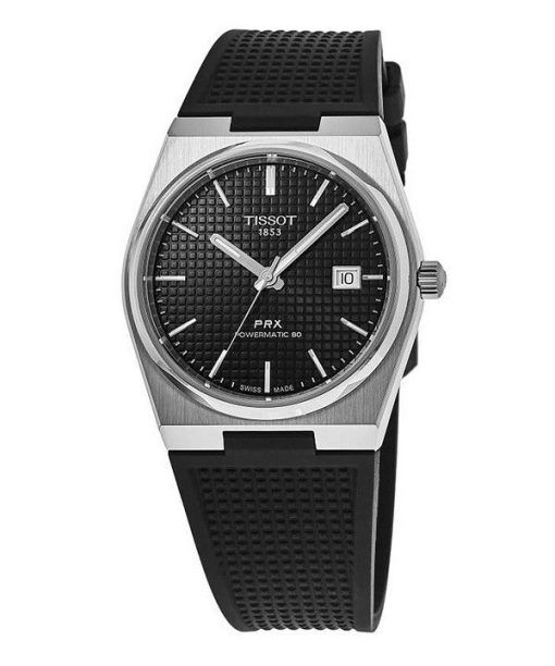 Tissot T-Classic PRX Powermatic 80 Kautschukarmband schwarzes Zifferblatt Automatik T137.407.17.051.00 100M Herrenuhr