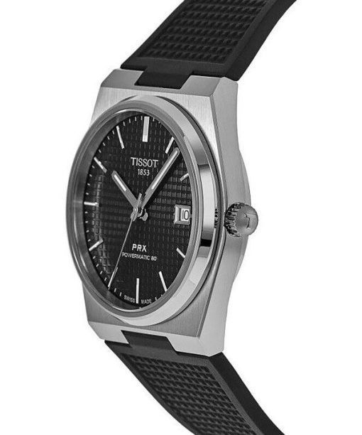 Tissot T-Classic PRX Powermatic 80 Kautschukarmband schwarzes Zifferblatt Automatik T137.407.17.051.00 100M Herrenuhr