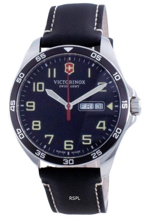 Victorinox Fieldforce Leder Schwarzes Zifferblatt Quarz 241846 100M Herrenuhr