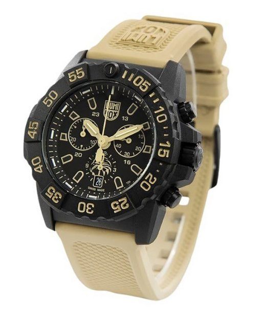 Luminox Navy Seal Foundation Chronograph, schwarzes Zifferblatt, Quarz-Taucheruhr XS.3590.NSF.SET 200M, Herrenuhr mit zusätzlich