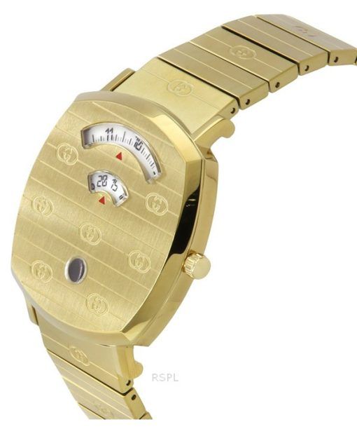 Gucci Grip Goldfarbene Edelstahl-Quarzuhr mit goldenem Zifferblatt YA157409, Unisex