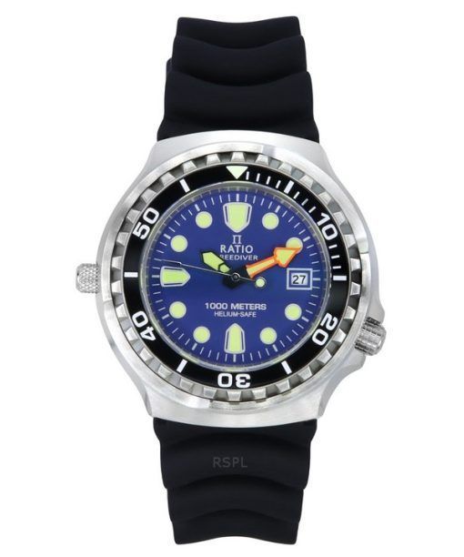 Ratio FreeDiver Version 03 Helium Safe 1000M Saphirquarz Blaues Zifferblatt 1038EF102V-BLU-V03 Herrenuhr