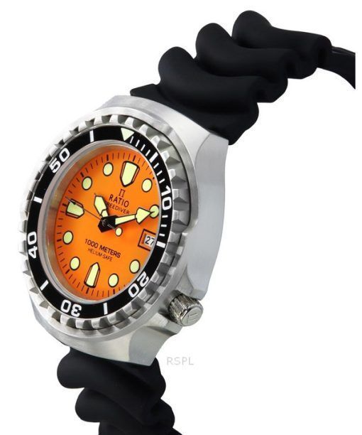 Ratio FreeDiver Version 02 Helium Safe 1000M Saphirquarz orangefarbenes Zifferblatt 1038EF102V-ORG-V02 Herrenuhr