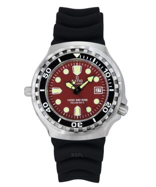 Ratio FreeDiver Version 02 Helium Safe 1000M Saphirquarz Rotes Zifferblatt 1038EF102V-RED-V02 Herrenuhr