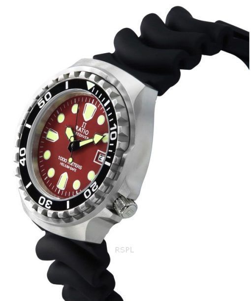 Ratio FreeDiver Version 02 Helium Safe 1000M Saphirquarz Rotes Zifferblatt 1038EF102V-RED-V02 Herrenuhr