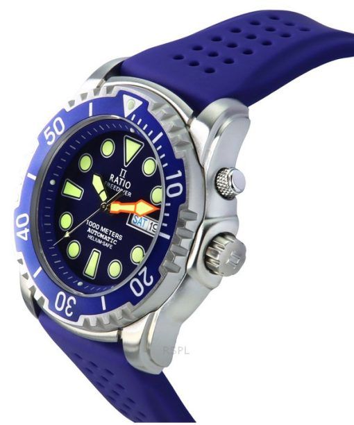 Ratio FreeDiver Version 02 Helium Safe 1000M Saphir Automatik Blaues Zifferblatt 1068HA90-34VA-BLU-V02 Herrenuhr