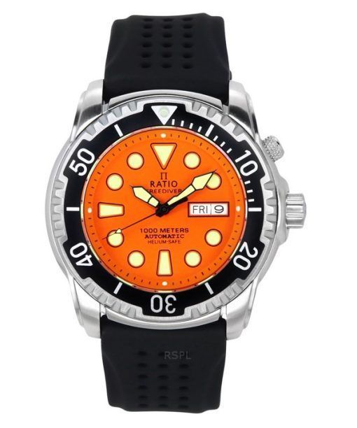 Ratio FreeDiver Version 02 Helium Safe 1000M Saphir Automatik orangefarbenes Zifferblatt 1068HA90-34VA-ORG-V02 Herrenuhr