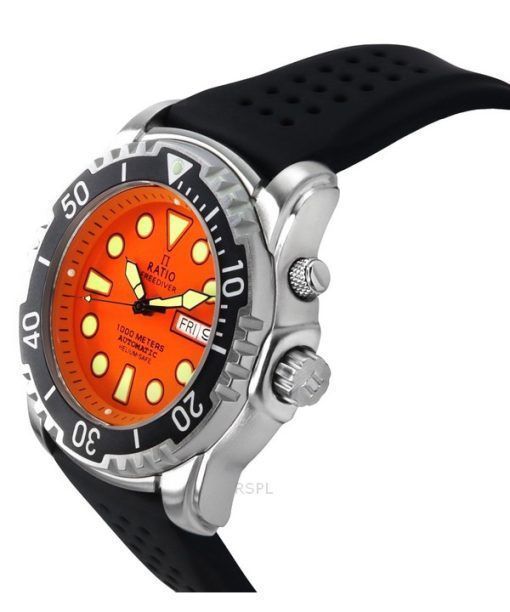 Ratio FreeDiver Version 02 Helium Safe 1000M Saphir Automatik orangefarbenes Zifferblatt 1068HA90-34VA-ORG-V02 Herrenuhr