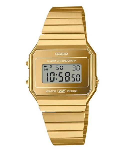 Casio Vintage Digital Gold Edelstahl Quarz A700WEVG-9A Unisex Uhr