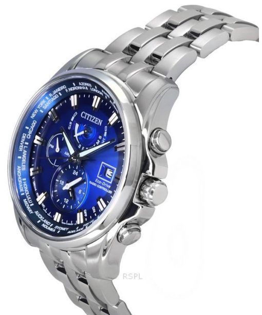 Citizen Eco-Drive Perpetual Calendar GMT Chronograph Edelstahl Blaues Zifferblatt Taucheruhr AT9120-89L 200M Herrenuhr