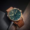 AVI-8 Spitfire Lock Chronograph Lederarmband Bronze Grünes Zifferblatt Quarz AV-4089-02 Herrenuhr