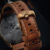 AVI-8 Spitfire Lock Chronograph Lederarmband Bronze Grünes Zifferblatt Quarz AV-4089-02 Herrenuhr