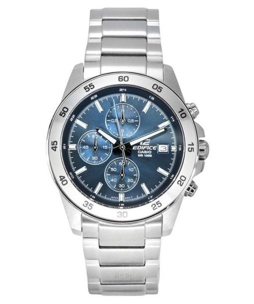 Casio Edifice Analog Standard Chronograph Edelstahl Blaues Zifferblatt Quarz EFR-526D-2A 100M Herrenuhr