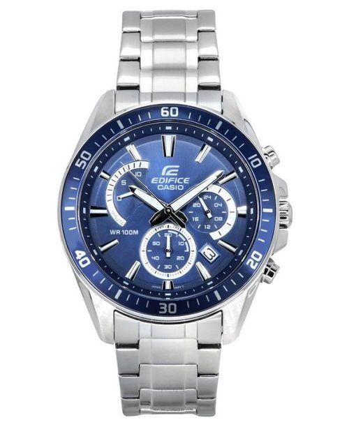 Casio Edifice Analog Standard Chronograph Edelstahl Blaues Zifferblatt Quarz EFR-552D-2A 100M Herrenuhr