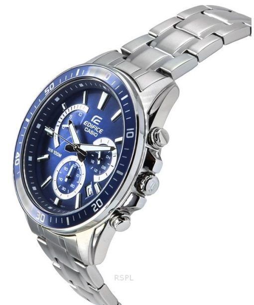 Casio Edifice Analog Standard Chronograph Edelstahl Blaues Zifferblatt Quarz EFR-552D-2A 100M Herrenuhr