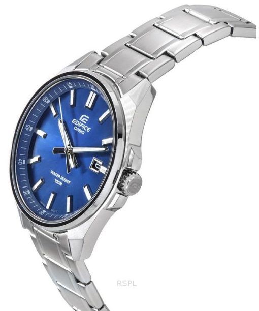 Casio Edifice Analog Edelstahl Blaues Zifferblatt Quarz EFV-150D-2A 100M Herrenuhr