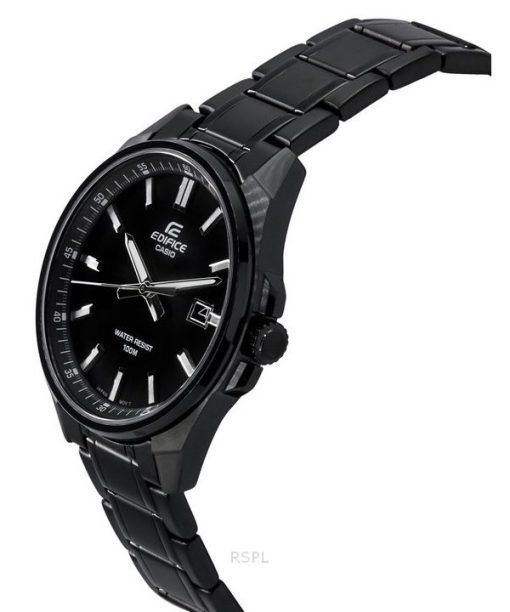 Casio Edifice Analog schwarz ionenplattiert Edelstahl schwarzes Zifferblatt Quarz EFV-150DC-1A 100M Herrenuhr