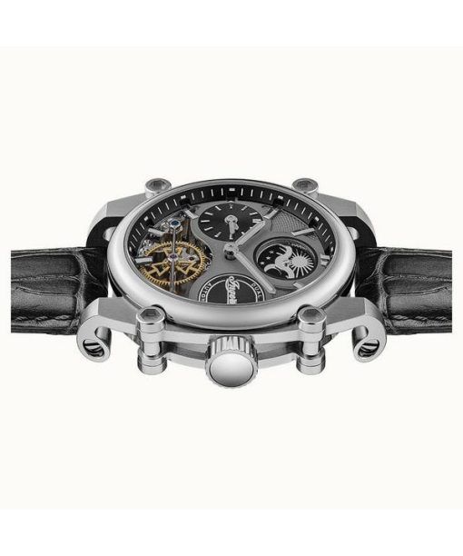 Ingersoll The Varsity Sonnen- und Mondphase Lederarmband Skelett graues Zifferblatt Automatik I15402 Herrenuhr