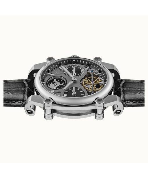 Ingersoll The Varsity Sonnen- und Mondphase Lederarmband Skelett graues Zifferblatt Automatik I15402 Herrenuhr