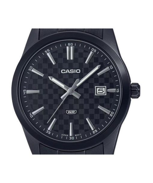 Casio Standard Analog Schwarz ionenplattierter Edelstahl Schwarzes Zifferblatt Quarz MTP-VD03B-1A Herrenuhr