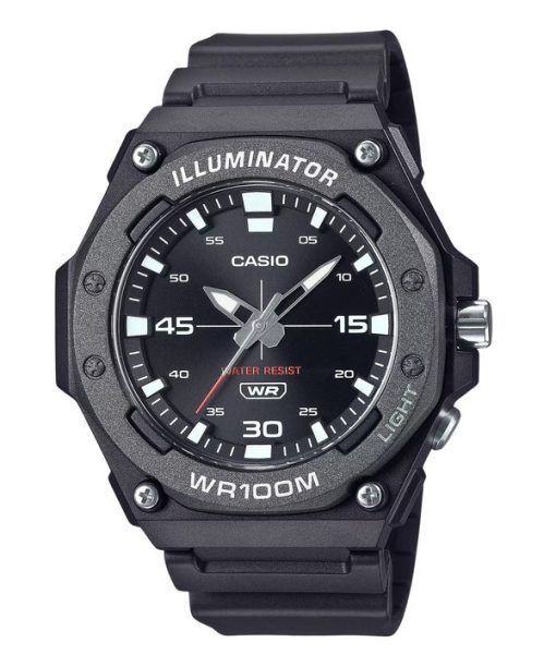 Casio Standard Analog Harzarmband schwarzes Zifferblatt Quarz MW-620H-1A 100M Herrenuhr