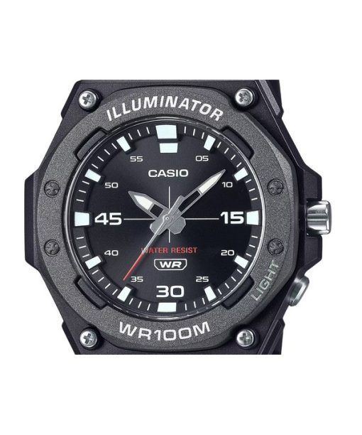 Casio Standard Analog Harzarmband schwarzes Zifferblatt Quarz MW-620H-1A 100M Herrenuhr