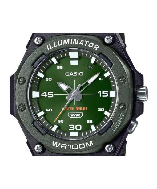 Casio Standard Analog Harzarmband grünes Zifferblatt Quarz MW-620H-3AV 100M Herrenuhr